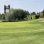 Hole 9 biedt uitzicht op de toren